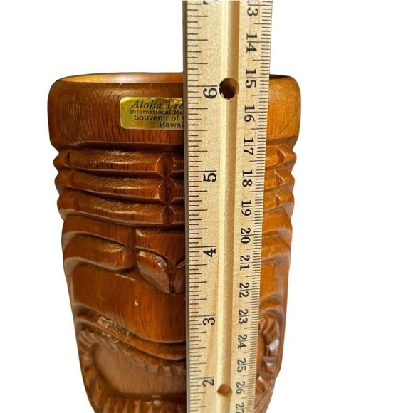 Vintage Hawaiian Wooden Tiki Mug Souvenir From Waikiki By Aloha Treasures - Picture 10 of 11